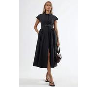 Midikleid mit Gürtel und Hemdkragen