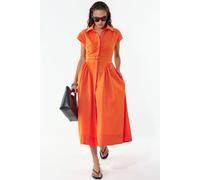 Midikleid mit Gürtel und Hemdkragen M