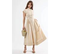 Midikleid mit Gürtel und Hemdkragen S