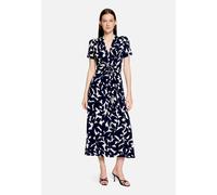 Midikleid mit Raffung Dunkelblau/Weiß 36