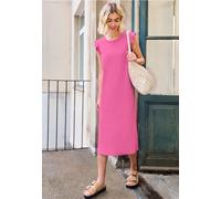 Midikleid mit Rundhals in Unifarbe