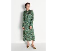 Midikleid mit Schluppe und Blumenprint 40 smaragd green