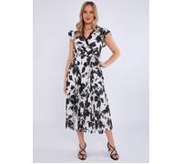 Midikleid mit Spitzenbesatz und Wickelfalten EU 40 / UK 12