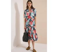Midikleid mit Split Neck und Print
