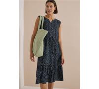 Midikleid CECIL, Damen, Gr. XL (44), US-Größen, blau (dried olive grün), Stoff, 100% Viskose, gemustert, normal wadenlang, Rundhals, abgesteppt, Kleider Midikleid, mit grafischem Muster (90266110-XL)