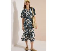 Midikleid mit Split Neck und Print