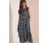 Midikleid CECIL, Damen, Gr. L (42), US-Größen, blau (universal blau), Stoff, 100% Viskose, Paisley, normal wadenlang, Rundhals, Umschlagbund, Kleider Midikleid, mit Paisleymuster (58408031-L) universa