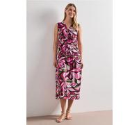 Midikleid STREET ONE, Damen, Gr. 44, EURO-Größen, magenta dream, Stoff, 100% Viskose, geblümt, comfort fit wadenlang, Rundhals, abgesteppt, Kleider Midikleid, aus Viskose (53163968-44) magenta dream