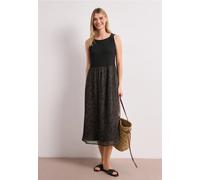 Midikleid STREET ONE, Damen, Gr. 42, EURO-Größen, molten earth, Stoff, Oberteil: 97% Viskose, 3% Elasthan. Rock: 100% Polyester. Unterrock: 100% Viskose, bedruckt, unifarben, regular fit wadenlang, Ru