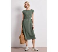 Midikleid STREET ONE, Damen, Gr. 46, EURO-Größen, bound grün, Stoff, 88% Viskose, 12% Polyamid, unifarben, comfort fit Midi, U-Boot-Ausschnitt, normaler Saum, Kleider Midikleid, in Unifarbe (22804863-