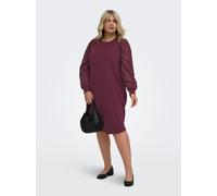 Midikleid ONLY CARMAKOMA "CARDONNA L/S MIX O-NECK MIDI DRESS JRS", Damen, Gr. M, N-Gr, lila (fig), Jersey, Obermaterial: 60% Baumwolle, 40% Polyester, unifarben, Midi, Rundhals, Kleider Midikleid, Bau