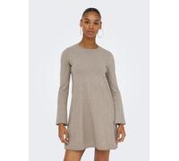 Midikleid ONLY "ONLAMALIO LIFE LS ONECK DRESS KNT", Damen, Gr. M, N-Gr, braun (fungi detail:melange), Obermaterial: 100% Polyester, meliert, modisch, loose fit, Rundhals, Langarm, Kleider, Sommerkleid