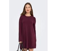 Midikleid ONLY "ONLAMALIO LIFE LS ONECK DRESS KNT", Damen, Gr. XS, N-Gr, winetasting, Obermaterial: 100% Polyester, unifarben, loose fit, Rundhals, Kleider, Sommerkleid (63066300-XS) winetasting