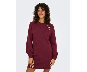 Midikleid ONLY "ONLEMMA LIFE LS BUTTON ONEC DRESS CC KNT", Damen, Gr. L, N-Gr, gold (cabernet detail:melange, gold button), Obermaterial: 50% Polyacryl, 50% Polyester, meliert, regular fit, Rundhals,