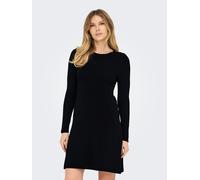 Midikleid ONLY "ONLMILA SL BUTTON O-NECK DRESS EX KNT", Damen, Gr. S (36), N-Gr, schwarz, Strick, Obermaterial: 80% Viskose, 20% Nylon, unifarben, slim fit knielang, Rundhals, Kleider Midikleid, Somme