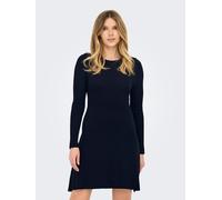 Midikleid ONLY "ONLMILA SL BUTTON O-NECK DRESS EX KNT", Damen, Gr. XS (34), N-Gr, blau (night sky), Strick, Obermaterial: 80% Viskose, 20% Nylon, unifarben, slim fit knielang, Rundhals, Kleider Midikl