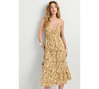 Midikleid PEPE JEANS "midi dress FLORA DRESS", Damen, Gr. M, Normalgrößen, beige (tan braun), 100% Baumwolle, Kleider Midikleid (77952465-M) tan braun