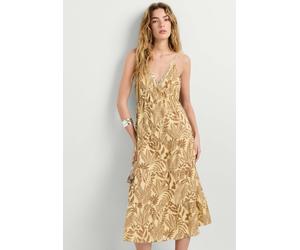 Midikleid PEPE JEANS "midi dress FLORA DRESS", Damen, Gr. M, Normalgrößen, beige (tan braun), 100% Baumwolle, Kleider Midikleid (77952465-M) tan braun