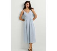 Midikleid PEPE JEANS "midi dress FRANCESCA DRESS", Damen, Gr. S, Normalgrößen, blau (stormy sea blau), 100% Baumwolle, Kleider Midikleid (61453305-S) stormy sea blau