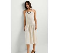 Midikleid PEPE JEANS "midi dress FUYI DRESS", Damen, Gr. L, Normalgrößen, beige (mousse weiß), 100% Baumwolle, Kleider Midikleid (96929528-L) mousse weiß