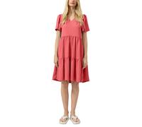 Midikleid QS, Damen, Gr. 36, N-Gr, rot, Web, Obermaterial: 85% Viskose, 15% Polyamid, unifarben, lässig geschnitten knielang, V-Ausschnitt, Kleider Midikleid, Sommerkleid mit V-Ausschnitt und kurzen Ä