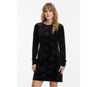 Midikleid RAGWEAR "ROSETA VELVET", Damen, Gr. XL, N-Gr, schwarz, Jersey, Obermaterial: 94% Polyester, 6% Elasthan, gemustert, regular fit ca. Mitte Oberschenkel, Rundhals, Kleider Midikleid, Sommerkle