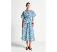 Midikleid RICHROYAL, Damen, Gr. 38, N-Gr, midnight blau, Web, Obermaterial: 100% Baumwolle, geblümt, regular fit, Rundhals, eingesetzt gerader Abschluss, Kleider Midikleid, im Liberty Print, mit Binde