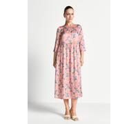 Midikleid RICHROYAL, Damen, Gr. 42, N-Gr, rosa (soft papaya), Web, Obermaterial: 100% Viskose, geblümt, regular fit Midi, Rundhals, eingesetzt gerader Abschluss, Kleider Midikleid, im Liberty-Blumenmu