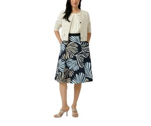 Midikleid S.OLIVER BLACK LABEL, Damen, Gr. 38, N-Gr, bunt (blau), Web, Obermaterial: 97% Baumwolle, 3% Elasthan, gemustert, normal 3/4-Länge, Rundhals, Kleider Midikleid, im Fabricmix und mit floralem