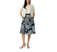 Elegantes Midikleid mit Volantärmeln und Schlitz 44 blau|beige 2177382.59A5.44