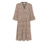 Midikleid SAINT TROPEZ "Kleid EdaSZ", Damen, Gr. S, N-Gr, beige (creme leopard strokes), Obermaterial: 100% Viskose LENZING ECOVERO CV LenzEcov., Kleider Midikleid (79243252-S) creme leopard strokes