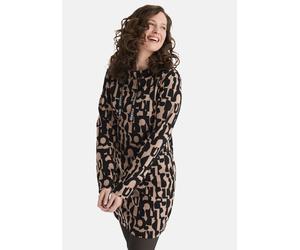 Midikleid STOOKER WOMEN "KLARA mit Stehkragen Kleid", Damen, Gr. 48/50, Normalgrößen, beige (beige jacquard), 54% Polyester, 44% Viskose, 2% Elasthan, slim fit Midi, ohne Ausschnitt, Kleider Midikleid