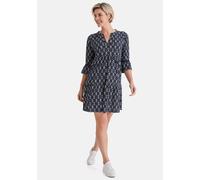 Midikleid STOOKER WOMEN "TUNIKA Kleid V-Neck", Damen, Gr. 44/46, Normalgrößen, schwarz-weiß (blau ikat aop), 96% Polyester, 4% Elasthan, regular fit Midi, Kleider Midikleid, Tunika Kleid mit V-Ausschn