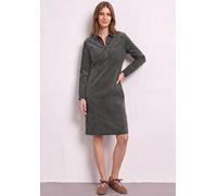 Midikleid STREET ONE, Damen, Gr. 34, EURO-Größen, gravel grau, Cord, 98% Baumwolle, 2% Elasthan, unifarben, normal knieumspielend, V-Ausschnitt, abgesteppt, Kleider Midikleid, in Cord-Optik (24932414-