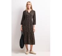 Midikleid STREET ONE, Damen, Gr. 34, EURO-Größen, molten earth, Stoff, 100% Viskose, gemustert, normal wadenlang, Rundhals, Bündchen, Kleider Midikleid, aus Viskose (37579312-34) molten earth