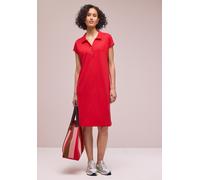 Midikleid STREET ONE, Damen, Gr. 34, EURO-Größen, rot (salsa rot), Stoff, 70% Viskose, 25% Polyester, 5% Elasthan, unifarben, comfort fit knieumspielend, V-Ausschnitt, abgesteppt, Kleider Midikleid, i