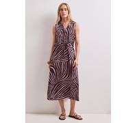 Midikleid STREET ONE, Damen, Gr. 34, EURO-Größen, rustic rouge, Stoff, 100% Viskose, gemustert, normal wadenlang, V-Ausschnitt, abgesteppt, Kleider Midikleid, mit Zipper-Detail (91445663-34) rustic ro