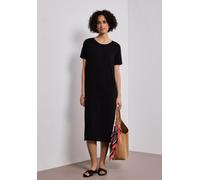 Midikleid STREET ONE, Damen, Gr. 34, EURO-Größen, schwarz, Stoff, 95% Viskose, 5% Elasthan, unifarben, comfort fit Midi, Rundhals, normaler Saum, Kleider Midikleid, in Unifarbe (75050650-34) schwarz