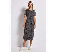 Street One Damen A144506 Mesh-Kleid mit Leo-Print, Schwarz, 34