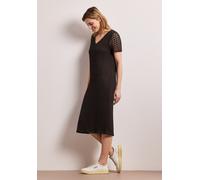 Midikleid STREET ONE, Damen, Gr. 36, N-Gr, espresso braun, Web, Obermaterial: 73% Baumwolle, 27% Polyester. Futter: 95% Viskose, 5% Elasthan, unifarben, Midi, V-Ausschnitt, Kleider Midikleid, aus Spit