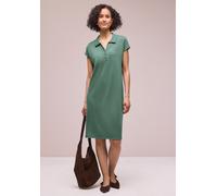 Midikleid STREET ONE, Damen, Gr. 36, EURO-Größen, grün (bound grün), Stoff, 70% Viskose, 25% Polyester, 5% Elasthan, unifarben, comfort fit knieumspielend, V-Ausschnitt, abgesteppt, Kleider Midikleid,