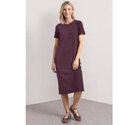 Midikleid STREET ONE, Damen, Gr. 36, EURO-Größen, lila (rustic rouge), Web, 95% Baumwolle, 5% Elasthan, unifarben, normal wadenlang, Rundhals, abgesteppt, Kleider Midikleid, im Basic Style (51791667-3