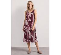 Midikleid STREET ONE, Damen, Gr. 36, EURO-Größen, rustic rouge, Stoff, 95% Viskose, 5% Elasthan, gemustert, normal ca. Mitte Oberschenkel, Rundhals, abgesteppt, Kleider Midikleid, aus Viskose (3567926