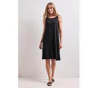 Shirtkleid STREET ONE, Damen, Gr. 36, N-Gr, schwarz, Web, Obermaterial: 95% Viskose, 5% Elasthan, unifarben, lässig geschnitten knielang, Rundhals, Kleider Shirtkleid, Sommerkleid mit Schnallendetail/
