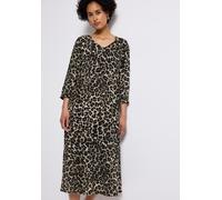 Midikleid STREET ONE, Damen, Gr. 36, N-Gr, schwarz, Web, Obermaterial: 100% Viskose, bedruckt, casual, lässig geschnitten ca. Mitte Wade, V-Ausschnitt, 3/4-Ärmel, Kleider, mit grafischem Muster und 3/