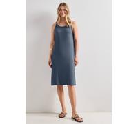 Midikleid STREET ONE, Damen, Gr. 38, EURO-Größen, ashen blau, Stoff, 95% Viskose, 5% Elasthan, unifarben, normal knielang, Rundhals, abgesteppt, Kleider Midikleid, aus Viskose (86967241-38) ashen blau