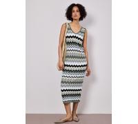 Midikleid STREET ONE, Damen, Gr. 38, EURO-Größen, deep bound grün, Stoff, 60% Viskose, 40% Baumwolle, gemustert, comfort fit Midi, V-Ausschnitt, normaler Saum, Kleider Midikleid, mit Zick Zack Muster