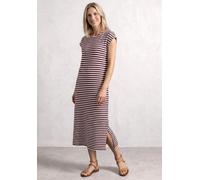 Midikleid STREET ONE, Damen, Gr. 38, EURO-Größen, rustic rouge, Web, 75% Baumwolle, 25% Polyester, gestreift, normal wadenlang, U-Boot-Ausschnitt, abgesteppt, Kleider Midikleid, mit Streifen (78740717