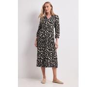 Midikleid STREET ONE, Damen, Gr. 38, EURO-Größen, schwarz, Stoff, 100% Viskose, geblümt, normal wadenlang, Rundhals, elastischer Bund, Kleider Midikleid, aus Viskose (93517610-38) schwarz