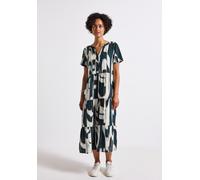 Midikleid STREET ONE, Damen, Gr. 40, EURO-Größen, blau (tide blau), Stoff, 100% Viskose, gemustert, normal wadenlang, Rundhals, abgesteppt, Kleider Midikleid, aus Viskose (79341205-40) tide blau